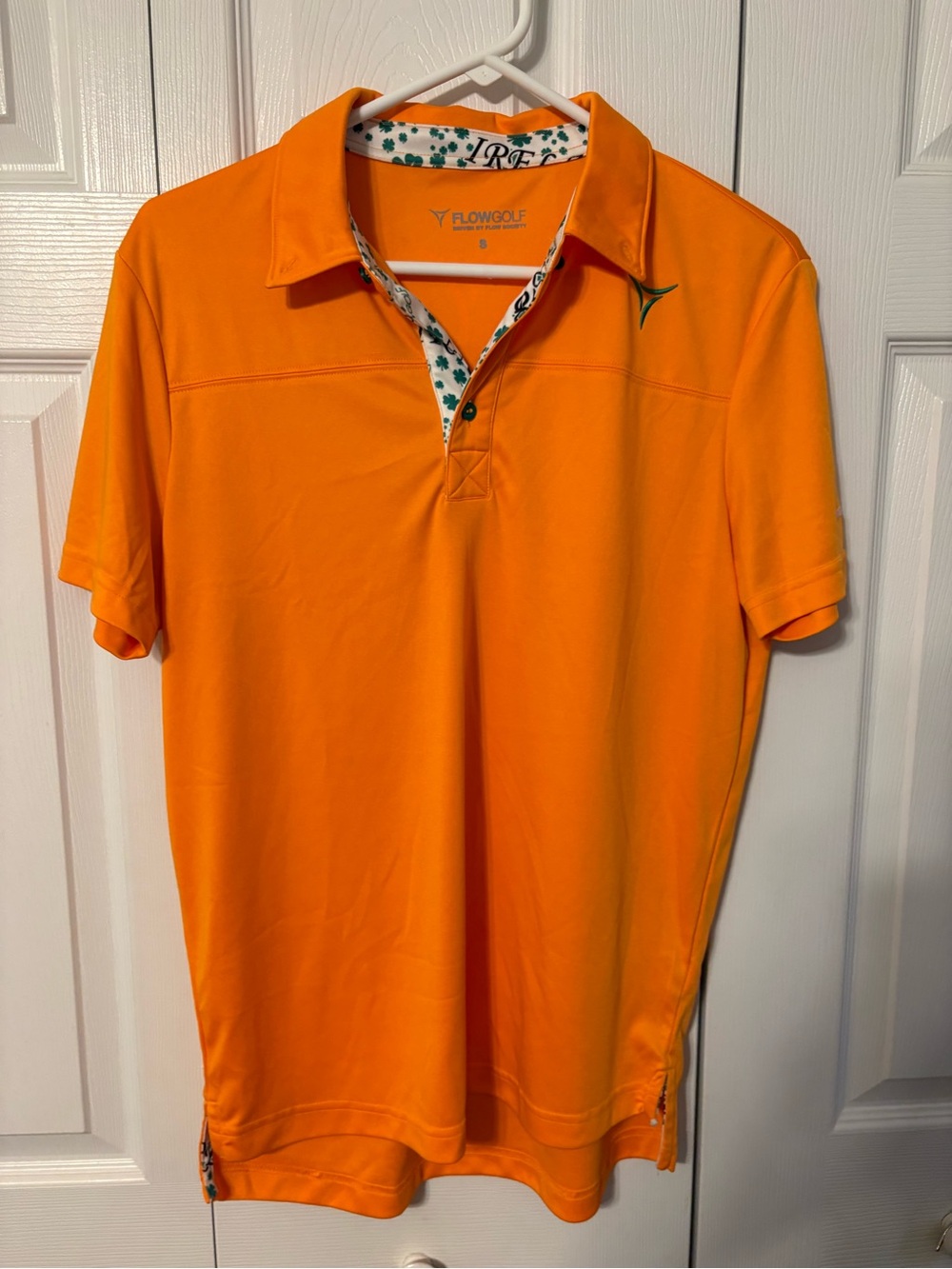 Society Vibrant Orange Polo with Patterned Inner Placket